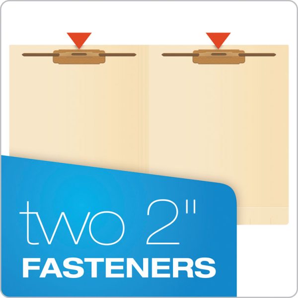 Manila Laminated End Tab Fastener Folders, 11-pt Manila, 0.75" Expansion, 2 Fasteners, Letter Size, Manila Exterior, 50/Box - Image 3