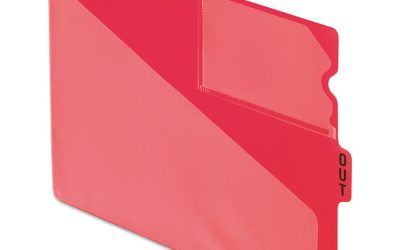 Colored Poly Out Guides With Center Tab, 1/3-Cut End Tab, Out, 8.5 X 11, Red, 50/box