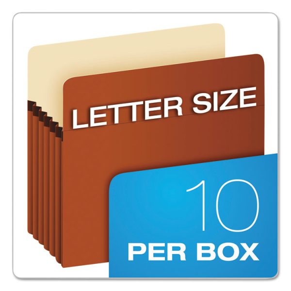 Standard Expanding File Pockets, 5.25" Expansion, Letter Size, Red Fiber, 10/box - Image 4