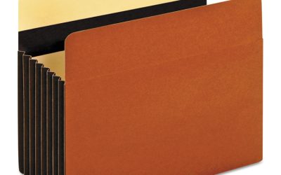 Heavy-Duty File Pockets, 7″ Expansion, Letter Size, Redrope, 5/box