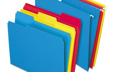 Combo Filing Kit, Letter Size, (12) 1/5-Cut Exterior Hanging File Folders, (12) 1/3-Cut File Folders, Assorted Colors