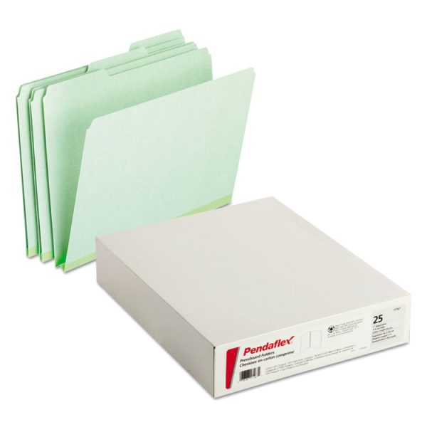 Pressboard Expanding File Folders, 1/3-Cut Tabs: Assorted, Letter Size, 1" Expansion, Green, 25/Box - Image 2