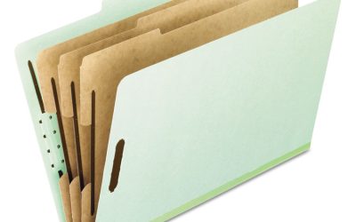 Eight-Section Pressboard Classification Folders, 3″ Expansion, 3 Dividers, 8 Fasteners, Letter Size, Green Exterior, 10/Box