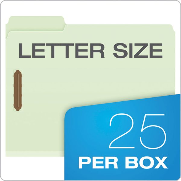 Heavy-Duty Pressboard Folders with Embossed Fasteners, 1/3-Cut Tabs, 1" Expansion, 2 Fasteners, Letter Size, Green, 25/Box - Image 7