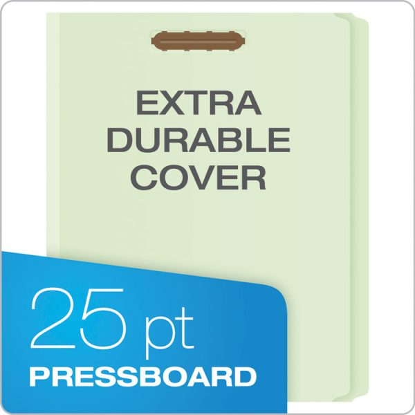 Heavy-Duty Pressboard Folders with Embossed Fasteners, Straight Tabs, 2" Expansion, 2 Fasteners, Letter Size, Green, 25/Box - Image 2