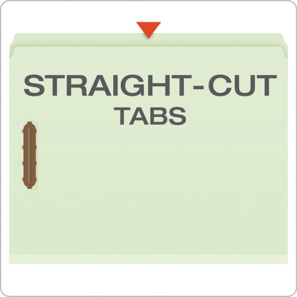 Heavy-Duty Pressboard Folders with Embossed Fasteners, Straight Tabs, 2" Expansion, 2 Fasteners, Letter Size, Green, 25/Box - Image 4