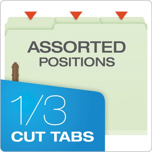 Heavy-Duty Pressboard Folders with Embossed Fasteners, 1/3-Cut Tabs, 3" Expansion, 2 Fasteners, Letter Size, Green, 25/Box - Image 5
