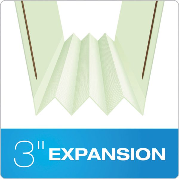Heavy-Duty Pressboard Folders with Embossed Fasteners, 1/3-Cut Tabs, 3" Expansion, 2 Fasteners, Letter Size, Green, 25/Box - Image 4