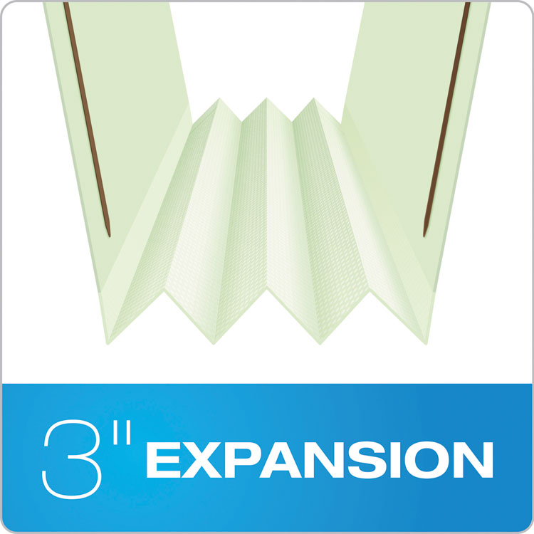 Heavy-Duty Pressboard Folders with Embossed Fasteners, 1/3-Cut Tabs, 3" Expansion, 2 Fasteners, Legal Size, Green, 25/Box - Image 4