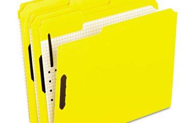 Colored Classification Folders with Embossed Fasteners, 2 Fasteners, Letter Size, Yellow Exterior, 50/Box