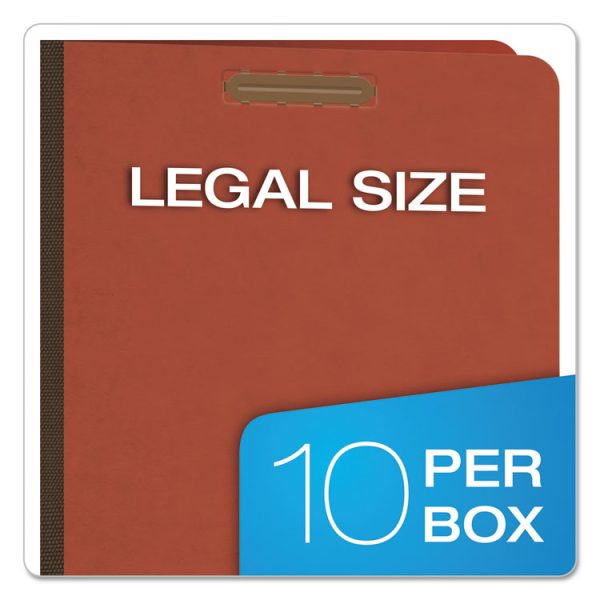 Six-Section Pressboard Classification Folders, 2" Expansion, 2 Dividers, 6 Fasteners, Legal Size, Red Exterior, 10/Box - Image 7