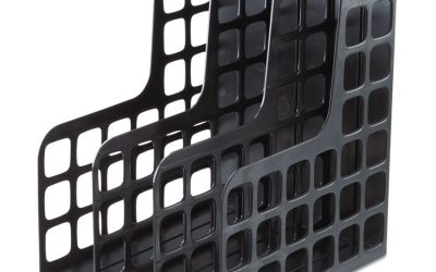 Plastic Magazine File, Two Snap-In Dividers, 9 x 10.63 x 12, Black