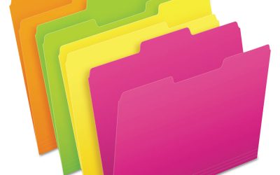 Glow File Folders, 1/3-Cut Tabs: Assorted, Letter Size, 0.75″ Expansion, Assorted Colors, 24/Pack