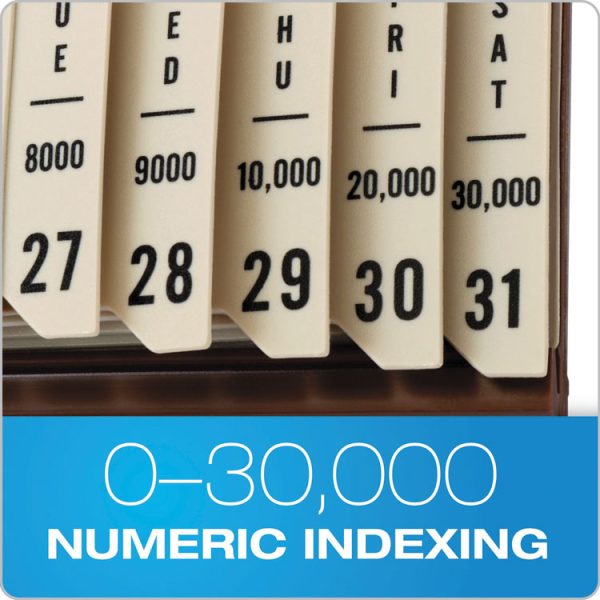 General Purpose Indexed Sorter, 31 Dividers, Alpha/Numeric/Month/Date/Day Index, Letter Size, Brown Frame - Image 3