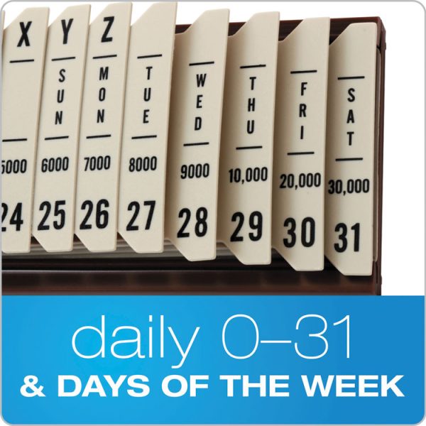 General Purpose Indexed Sorter, 31 Dividers, Alpha/Numeric/Month/Date/Day Index, Letter Size, Brown Frame - Image 5