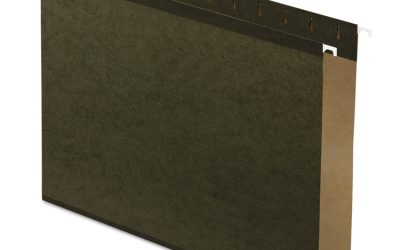 Extra Capacity Reinforced Hanging File Folders with Box Bottom, 2″ Capacity, Letter Size, 1/5-Cut Tabs, Green, 25/Box