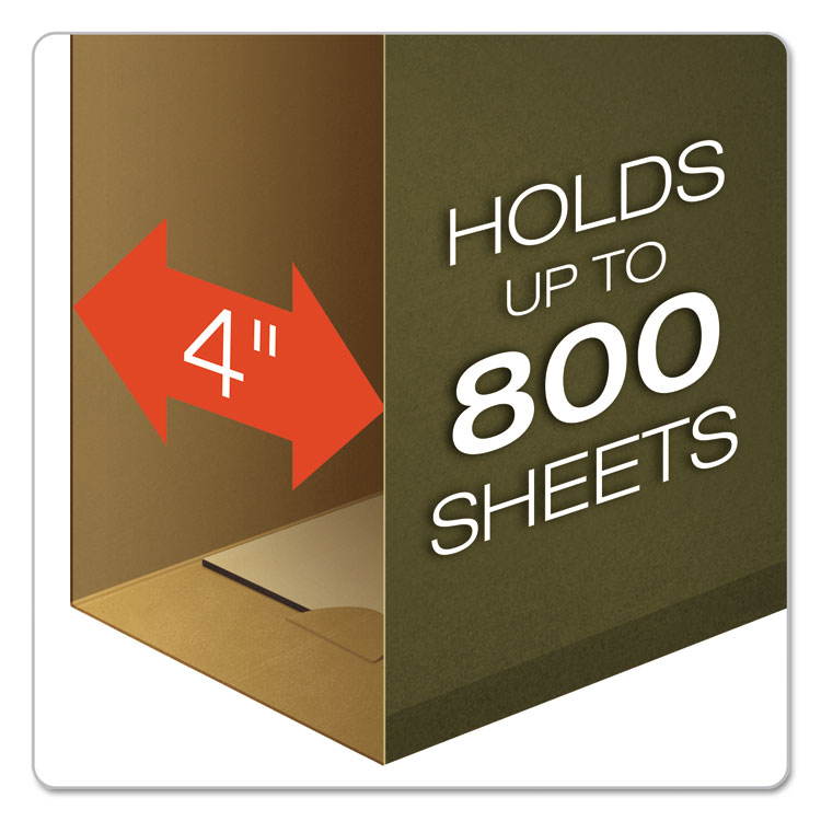 Extra Capacity Reinforced Hanging File Folders with Box Bottom, 4" Capacity, Letter Size, 1/5-Cut Tabs, Green, 25/Box - Image 2