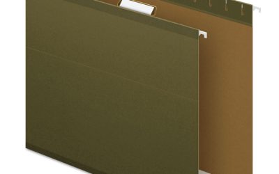 Extra Capacity Reinforced Hanging File Folders with Box Bottom, 4″ Capacity, Letter Size, 1/5-Cut Tabs, Green, 25/Box