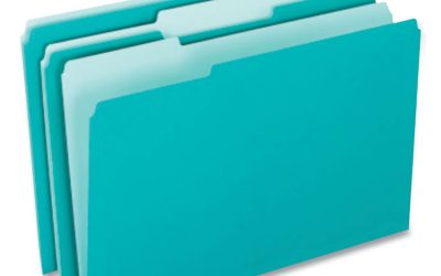 Interior File Folders, 1/3-Cut Tabs: Assorted, Letter Size, Aqua, 100/Box