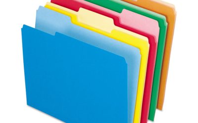 Interior File Folders, 1/3-Cut Tabs: Assorted, Letter Size, Assorted Colors: Blue/Green/Orange/Red/Yellow, 100/Box