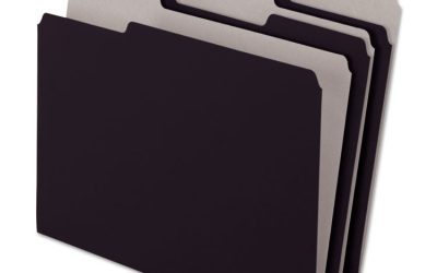 Interior File Folders, 1/3-Cut Tabs: Assorted, Letter Size, Black/Gray, 100/Box