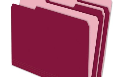 Interior File Folders, 1/3-Cut Tabs: Assorted, Letter Size, Burgundy, 100/Box