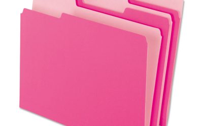 Interior File Folders, 1/3-Cut Tabs: Assorted, Letter Size, Pink, 100/Box