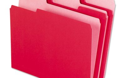 Interior File Folders, 1/3-Cut Tabs: Assorted, Letter Size, Red, 100/Box