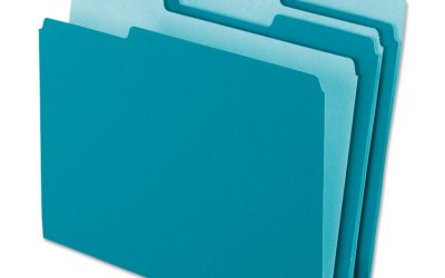 Interior File Folders, 1/3-Cut Tabs: Assorted, Letter Size, Teal, 100/Box