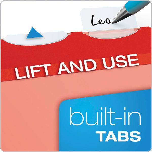 Ready-Tab Colored Reinforced Hanging Folders, Letter Size, 1/5-Cut Tabs, Red, 25/Box - Image 2