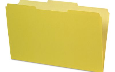 Interior File Folders, 1/3-Cut Tabs: Assorted, Legal Size, Yellow, 100/Box