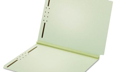 Dual-Tab Pressboard Fastener Folder, 2″ Expansion, 2 Fasteners, Letter Size, Light Green Exterior, 25/Box