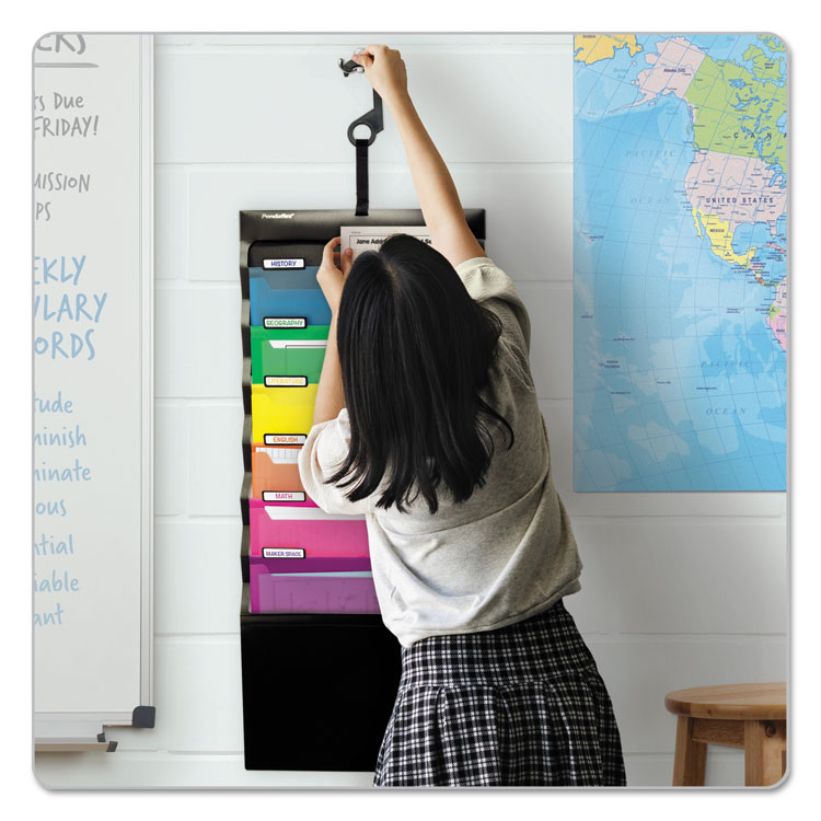 Desk Free Hanging Organizer With Case, 1" Expansion, 6 Sections, Buckle Closure, Letter Size, Black - Image 5