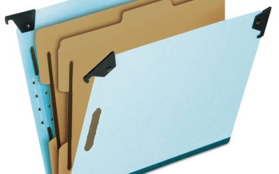 Hanging Classification Folders with Dividers, Letter Size, 2 Dividers, 2/5-Cut Exterior Tabs, Blue