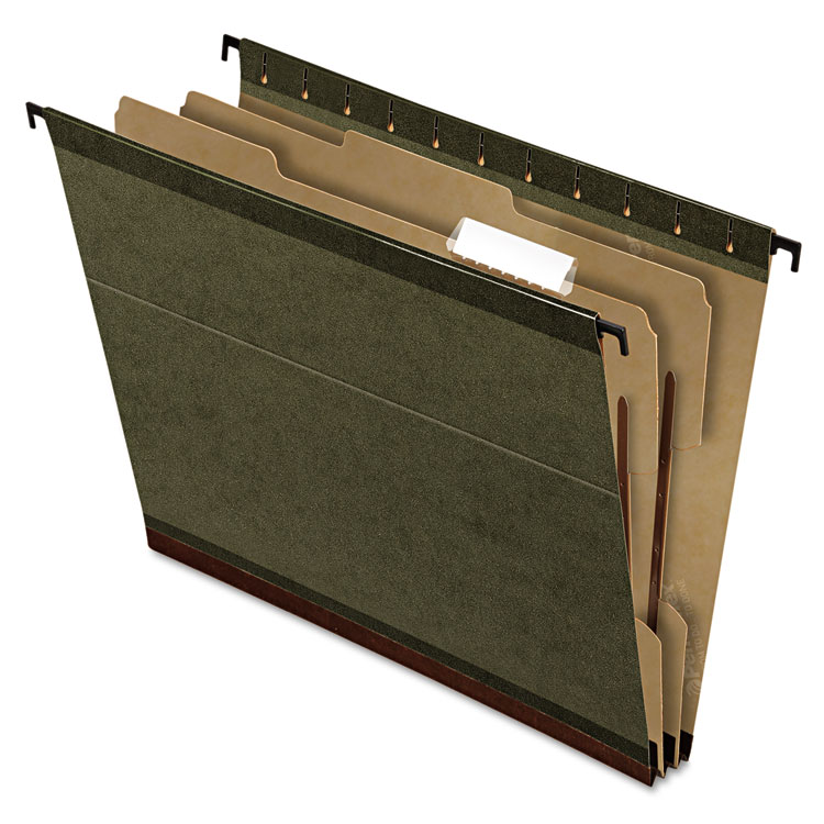 SureHook Reinforced Hanging Divider Folders, 2" Expansion, 1 Divider, 4 Fasteners, Letter Size, Green Exterior, 10/Box - Image 2