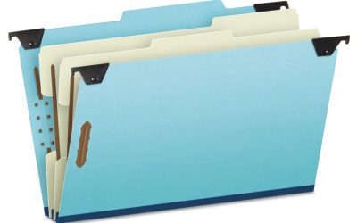 Hanging Classification Folders with Dividers, Legal Size, 2 Dividers, 2/5-Cut Exterior Tabs, Blue