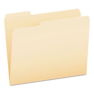 SmartShield Top Tab File Folders, 1/3-Cut Tabs: Assorted, Letter Size, Manila, 100/Box