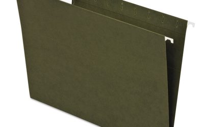 Earthwise by Pendaflex 100% Recycled Colored Hanging File Folders, Letter Size, 1/5-Cut Tabs, Green, 25/Box