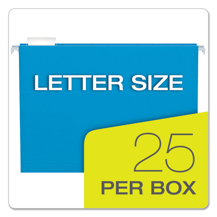 Colored Hanging Folders, Letter Size, 1/5-Cut Tabs, Blue, 25/Box - Image 2