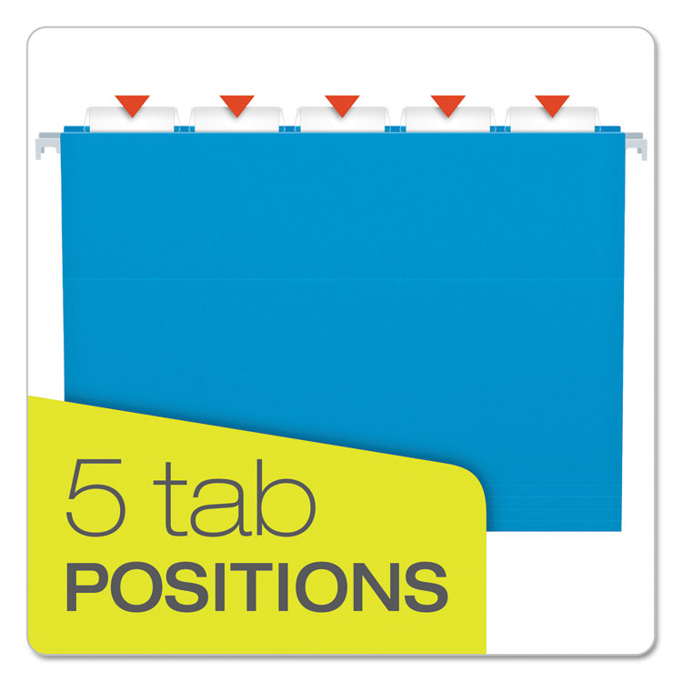 Colored Hanging Folders, Letter Size, 1/5-Cut Tabs, Blue, 25/Box - Image 3