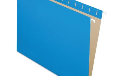 Colored Hanging Folders, Letter Size, 1/5-Cut Tabs, Blue, 25/Box