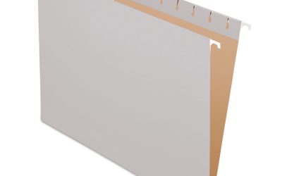 Colored Hanging Folders, Letter Size, 1/5-Cut Tabs, Gray, 25/Box