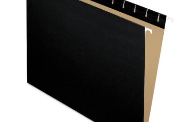 Colored Hanging Folders, Letter Size, 1/5-Cut Tabs, Black, 25/Box