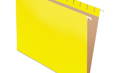 Colored Hanging Folders, Letter Size, 1/5-Cut Tabs, Yellow, 25/Box