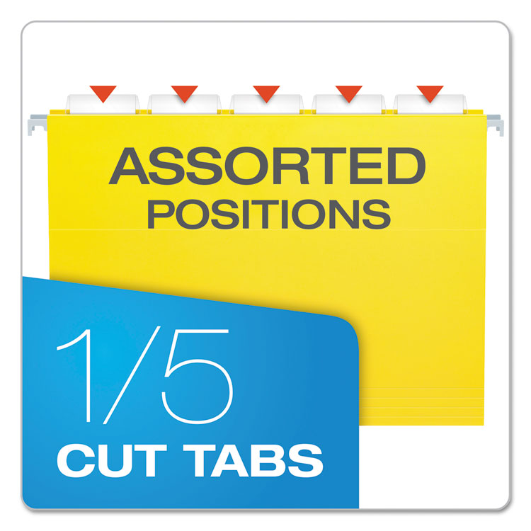 Colored Hanging Folders, Letter Size, 1/5-Cut Tabs, Yellow, 25/Box - Image 4