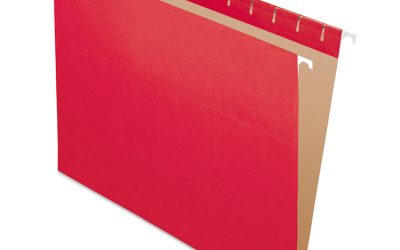 Colored Hanging Folders, Letter Size, 1/5-Cut Tabs, Red, 25/Box