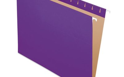 Colored Hanging Folders, Letter Size, 1/5-Cut Tabs, Violet, 25/Box