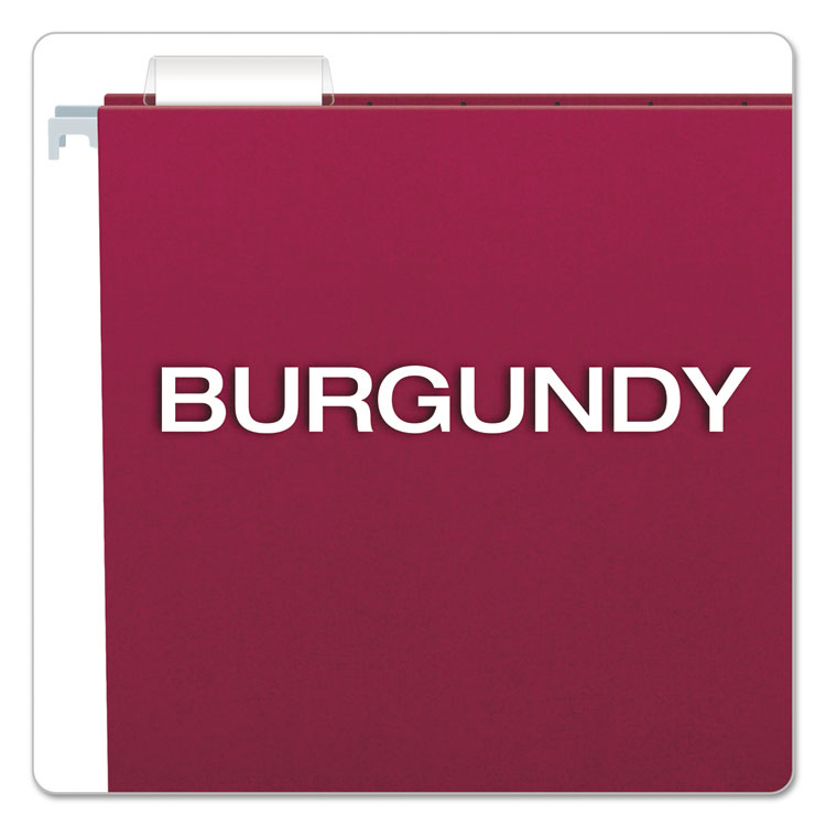 Colored Hanging Folders, Letter Size, 1/5-Cut Tabs, Burgundy, 25/Box - Image 3