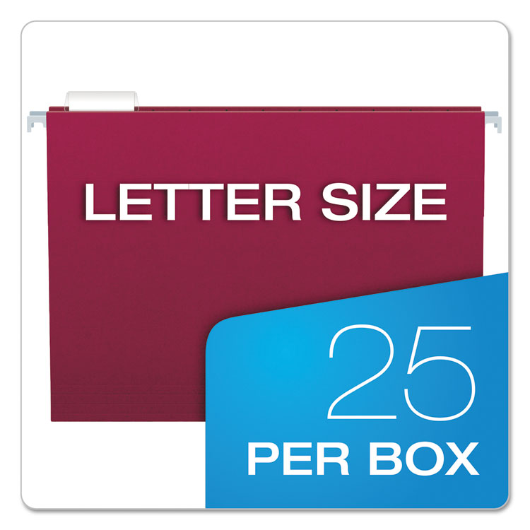 Colored Hanging Folders, Letter Size, 1/5-Cut Tabs, Burgundy, 25/Box - Image 5