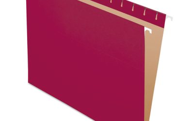 Colored Hanging Folders, Letter Size, 1/5-Cut Tabs, Burgundy, 25/Box